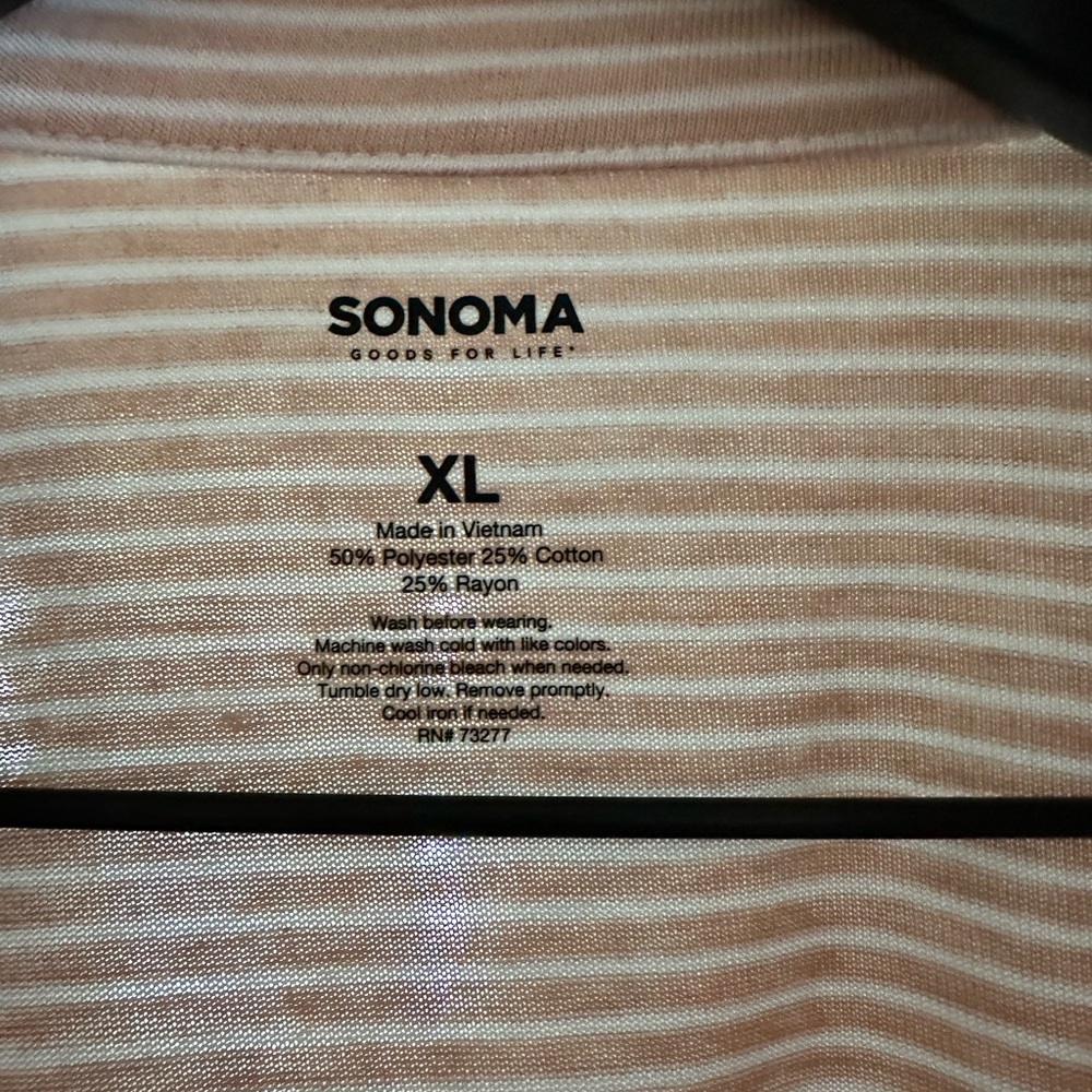 Sonoma XL Cream and White Striped Top
